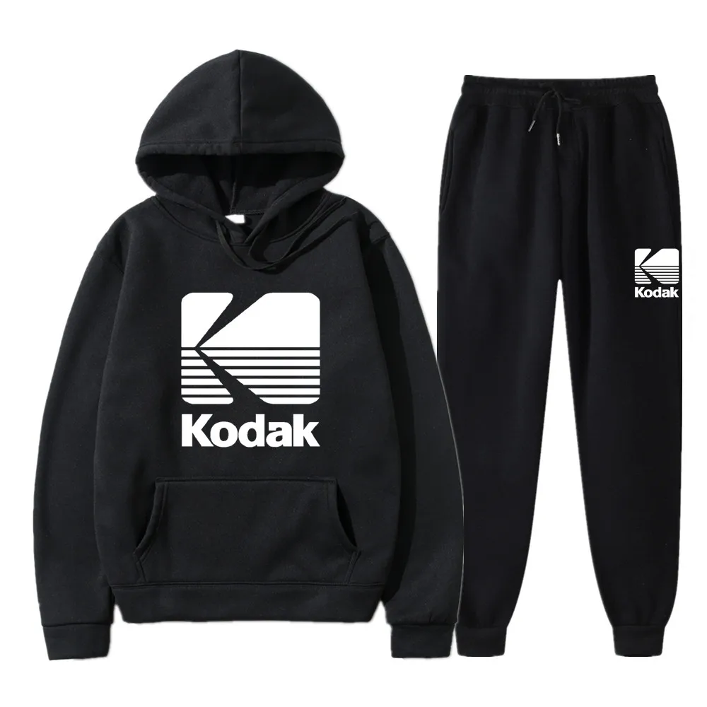 

Men's Hoodies Japan Streetwear Hip Hop Winter Men's Sportswear Sets Harajuku Kodak Men 2 Piece Sweatshirt + Sweatpants Sets