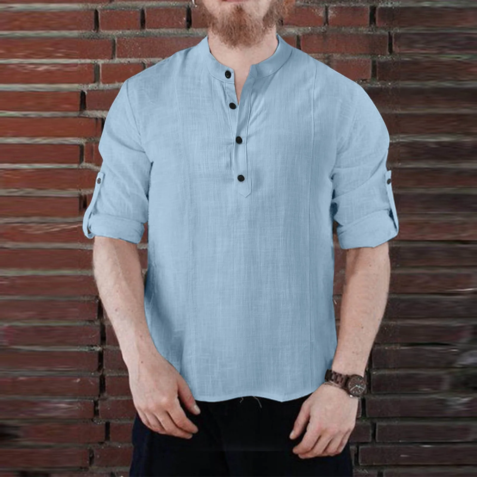 

2022 Autumn Casual Cotton Linen Men Shirts Long Sleeve Loose Shirts Button V-neck Solid Color Street Wear Blouse Tops Camisetas