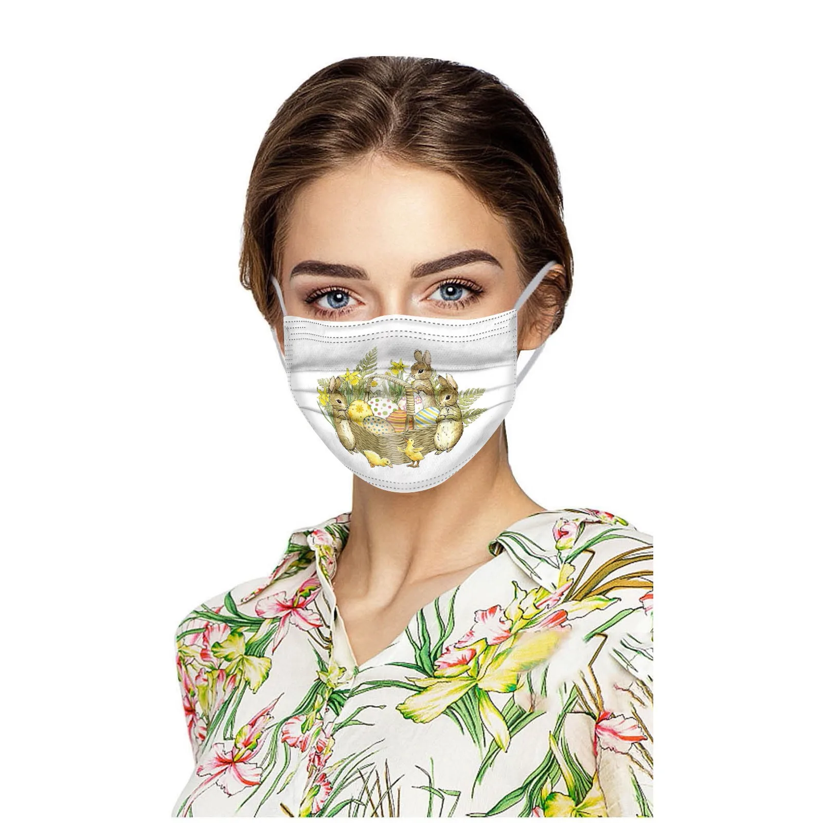 Маска одноразовая для взрослых монохромная защитная маска с пасхальным принтом
