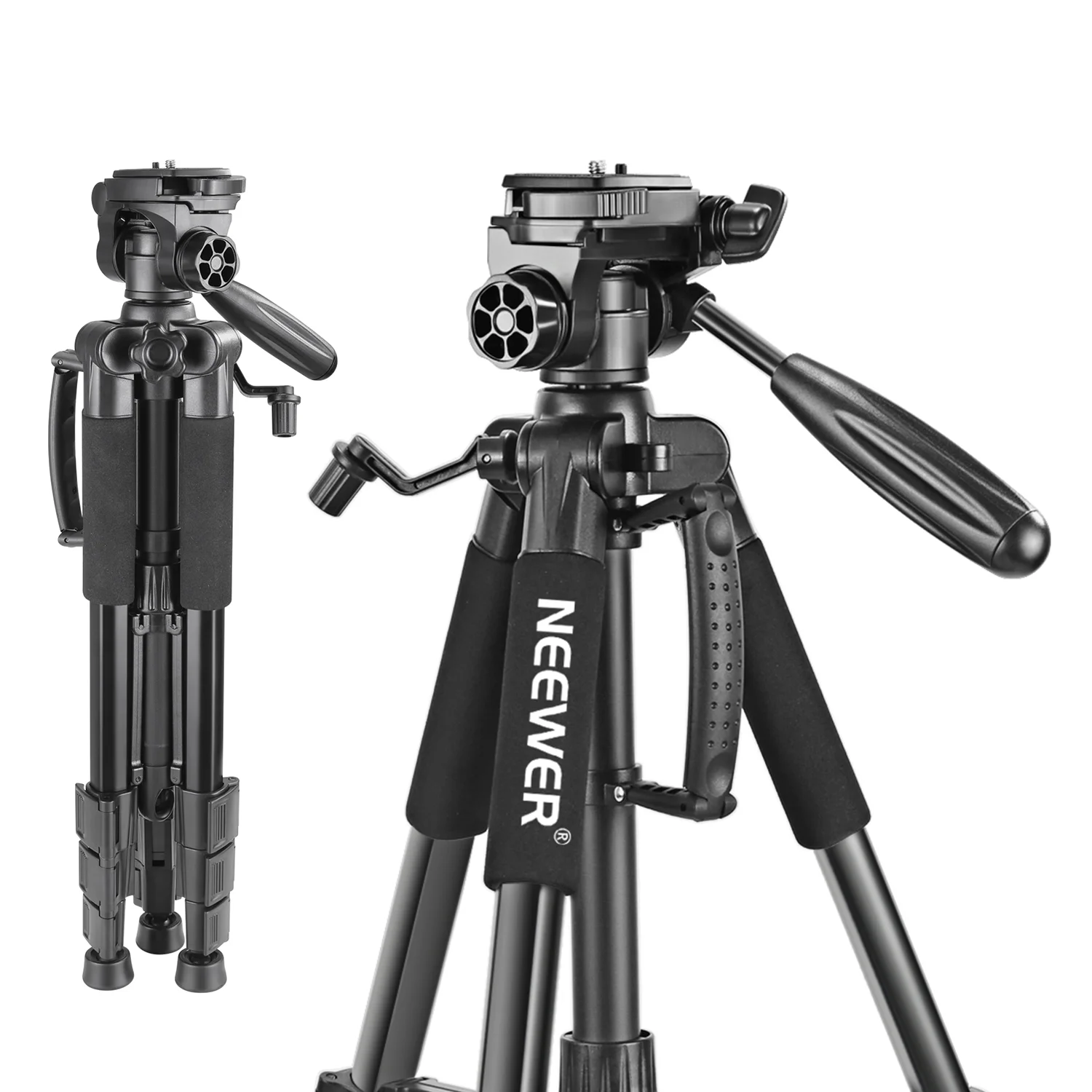 

Neewer Aluminum Camera Tripod And 3-Way Swivel Pan Head,Bag For DSLR Camera,DV Video Camcorder Load Up To 8.8 Pounds/4 Kilograms