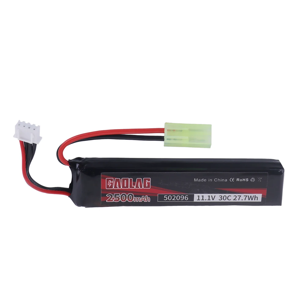 Фото Аккумулятор LiPo 11.1V 3S 502096 30C 2500mAh 27.7Wh с разъемом Tamiya для пневматического пистолета, электрических игрушечных пистолетов и бластеров. №2