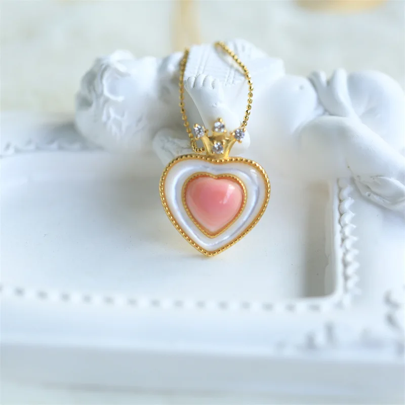 S925 Серебряная инкрустация Fritillary Series Queen Shell Love Crown Подвеска