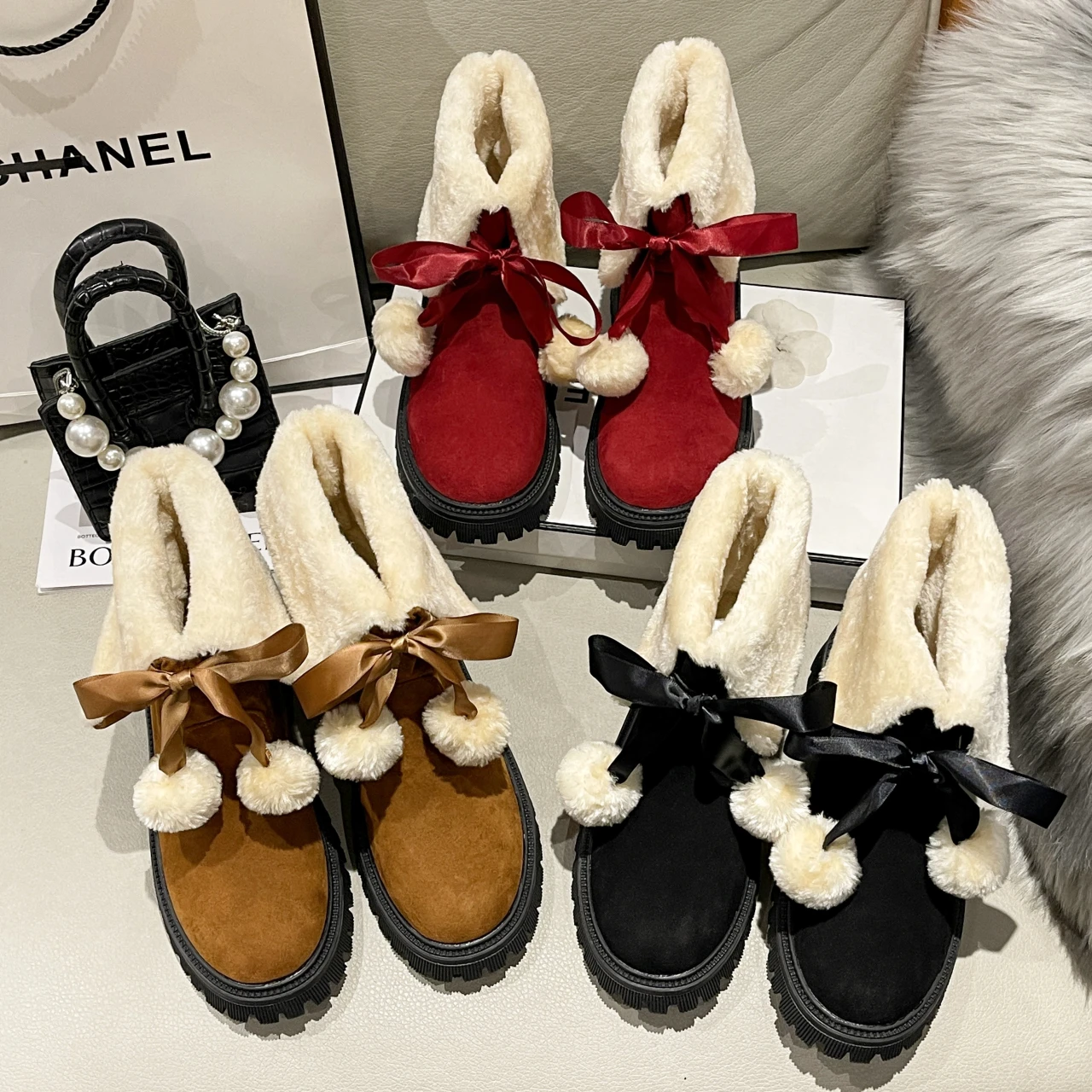 

Korean Version of The Middle Boots Wear Student Thickened Cotton Short Boots Knight Boots 2022 Winter New One-piece Snow Boots