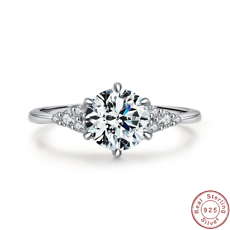 Цветочное лицо Европейское паве AAA CZ S925 Стерлинговое серебро Обручальное кольцо