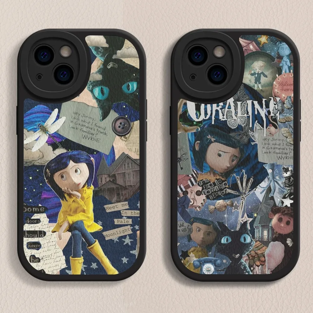 Anime C-coraline Phone Case Hard Leather For IPhone 16 15 14 13 12 Mini 11 Pro Max Xs X Xr 7 8 Plus Fundas
