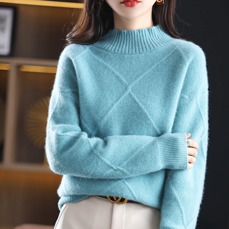 

Зимняя новая утолщенная водолазка 100%, Женский Большой вязаный свитер с бриллиантами, большой свитер, утолщенный