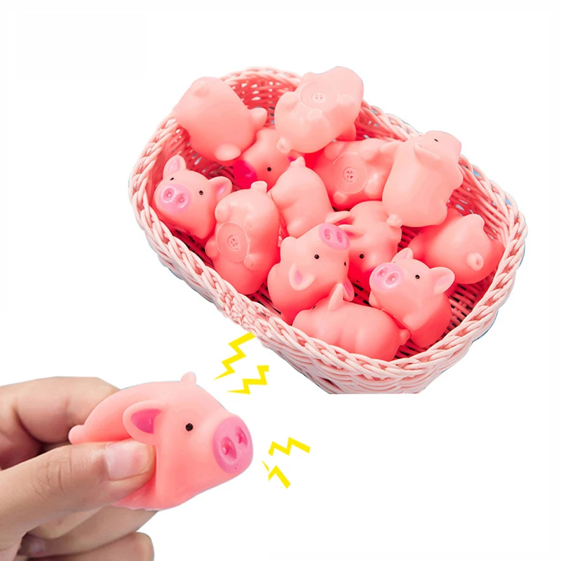 10pcs Pet Toy Cute Pink Pig Squeeze Squeaky Sound Soft Rubber Mini Toy Chew Interactive Games Training Funny Toy Pet Supplies
