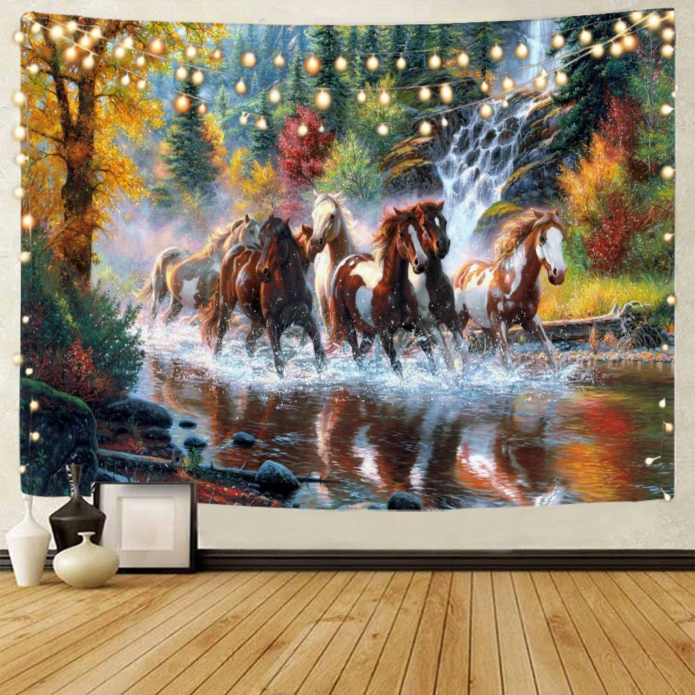 

Galloping Horse Background Decoration Tapestry Mandala Bohemian Hippie Wall Decoration Tapestry Home Background Tapestry