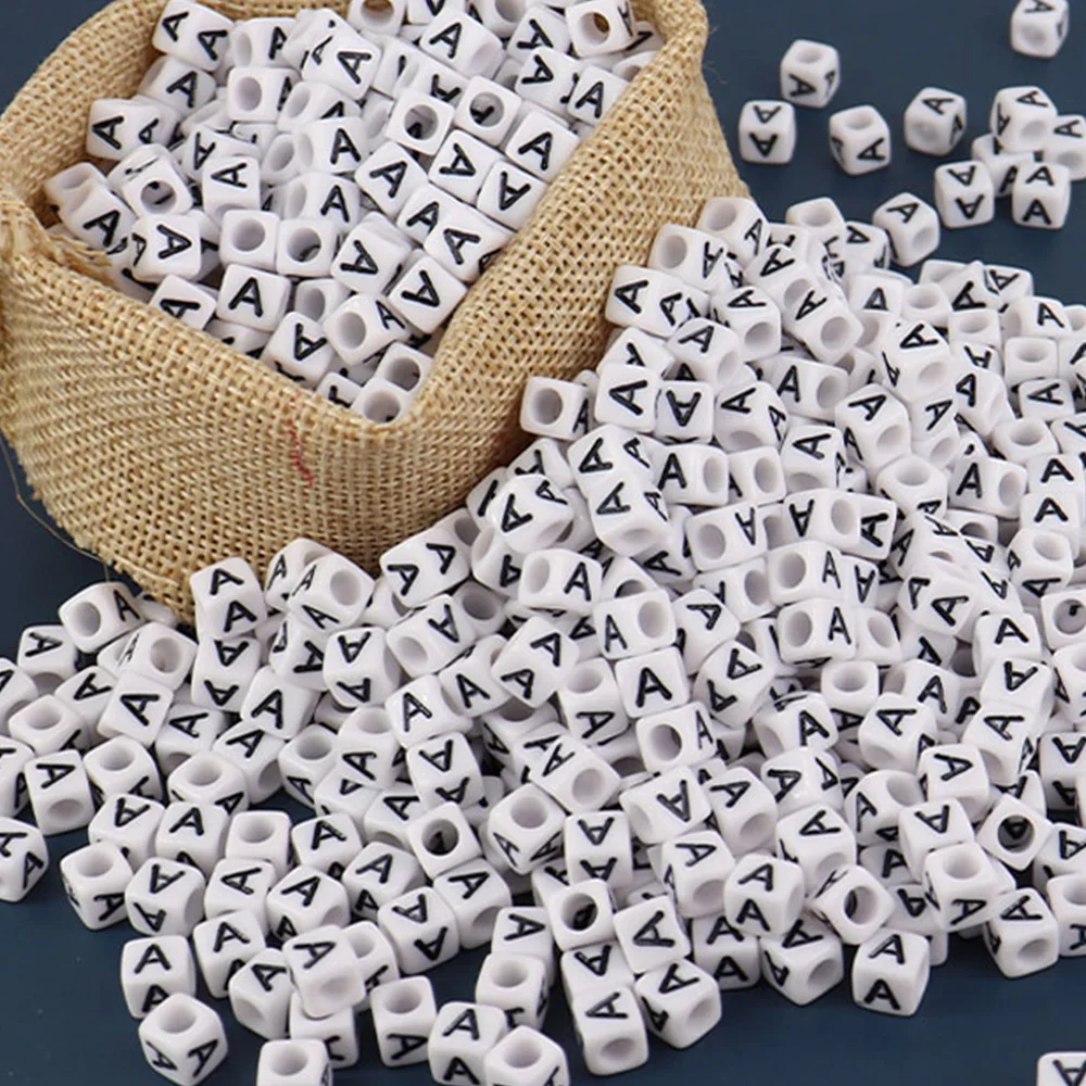 

100-200pcs Square Letter Acrylic Beads Cube Loose Spacer Beads For Jewelry Making Handmade Diy Bracelet Necklace Accessories