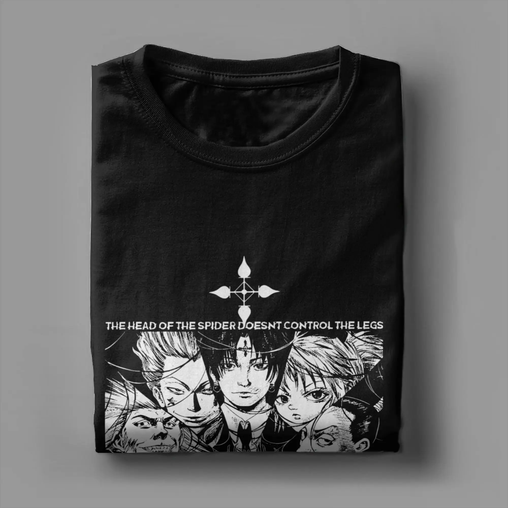 Фото Мужские футболки Hunter X Hunter с изображением Чроло, аниме-футболки Phantom Troupe, из чистого хлопка, с коротким рукавом, круглым вырезом, оригинальные, для взрослых. №4