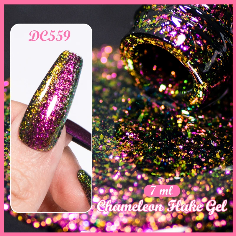 MTSSII 7ml Chameleon Flake Gel Nail Polish Sparkling Glitter Semi Permanent UV Soak Off Art Varnish Manicure