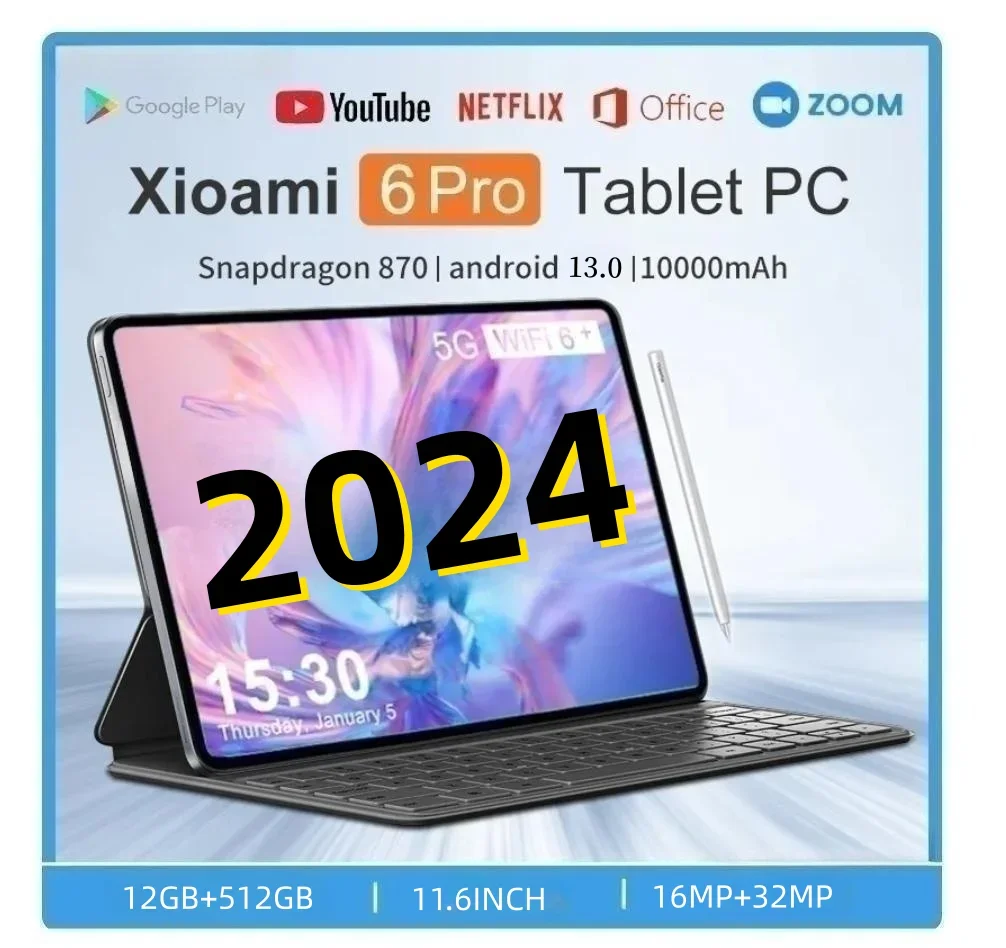 

2024 Original Pad 6 Pro Tablet PC Android 13 Snapdragon 870 CPU 12GB 512GB 2560*1600 HD Screen tablet android 5G WIFI xaiomi