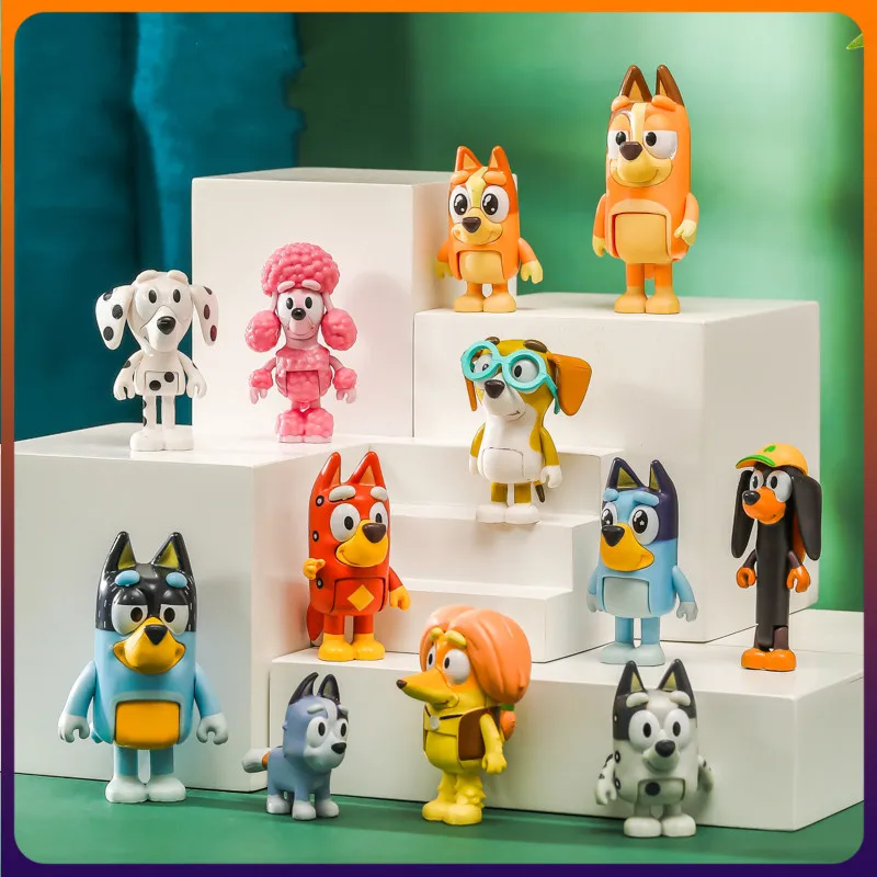 

12pc/set Cartoon Blueys Figures Anime Action Model Toy Collection Figure Dolls Desktop Ornament Children Birthday Christmas Gift