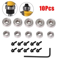 1set bearing screw hex key wrench router bits top mounted ball guide bearing repair tools woodworking milling cutter accessories