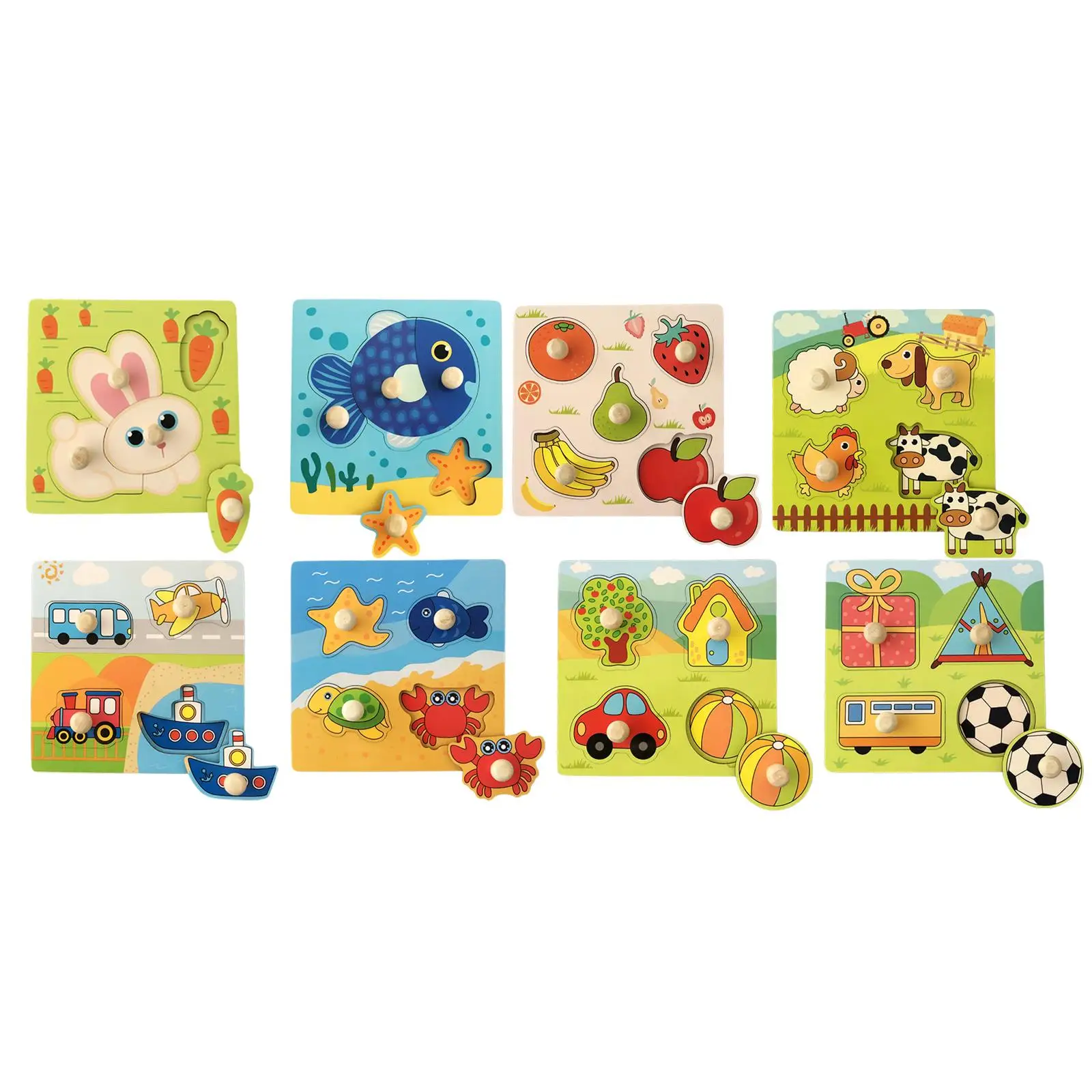 

Wooden Cartoon Puzzle Learning Activities Montessori Fine Motor Skills Peg Puzzle Board for 2 3 4 Years Birthday Gift