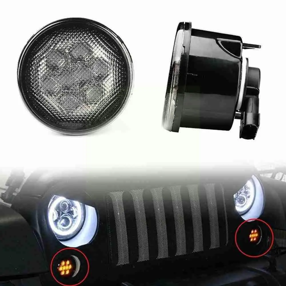 

Car Led Front Turn Signal Light And Side Markings Eyebrow Indicator Lights Accessories For Jk 2007 - 2 E0m0