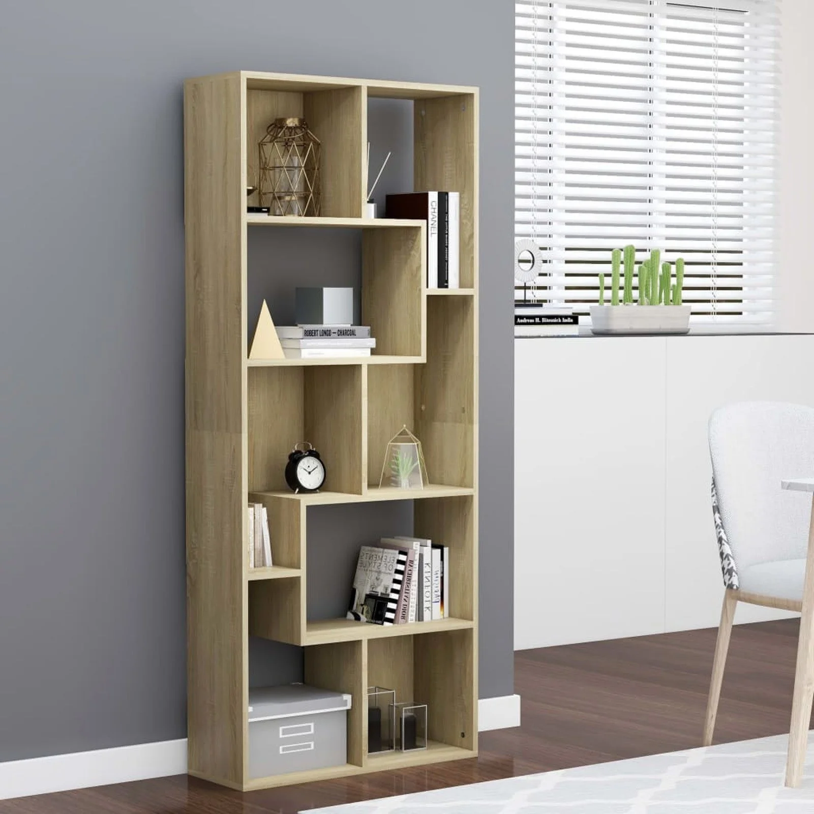 

Книжный шкаф Sonoma Oak 26,4 "x 9,4" x 63,4 "ДСП