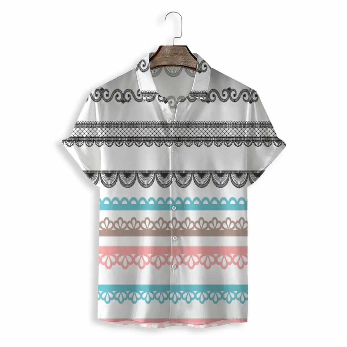 

2022 Men's New Summer 3D Digital Printing Wave Pattern Short Sleeve Casual Loose Shirt