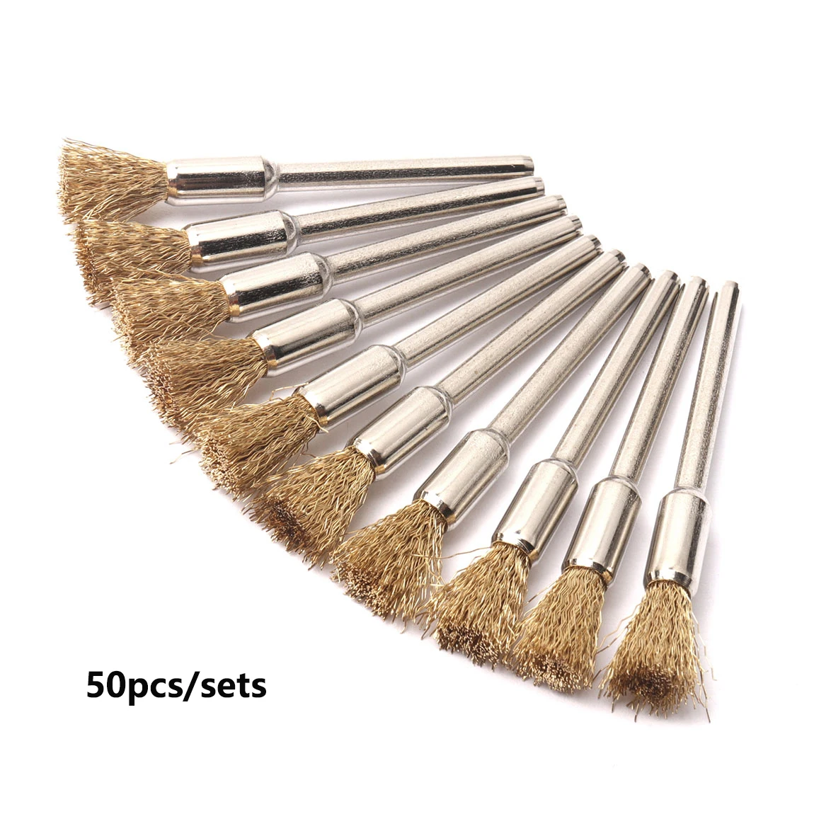 

Стальная проволока, латунная мини-щетка, вращающийся инструмент для дрели Dremel, хвостовик 3 мм, аксессуары для щеток в форме ручки, 50 шт./набор