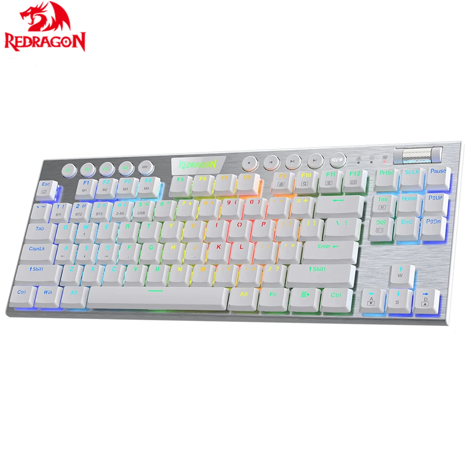 

Redragon K621 RGB Wireless Mechanical Keyboard 5.0 BT/2.4 Ghz/Wired Three Modes Ultra-Thin Low Profile Bluetooth Keyboard