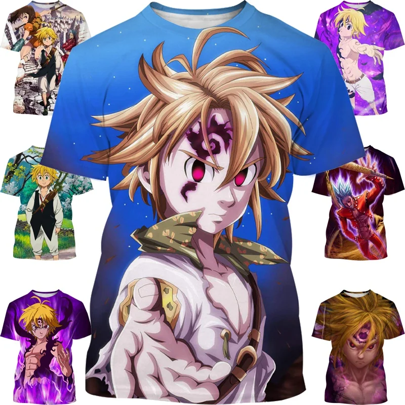 

Summer New T-shirt Popular Animation Seven Deadly Sins 3D Printed T-shirt Unisex Casual Fashion Round Neck Short-sleeved Shirt