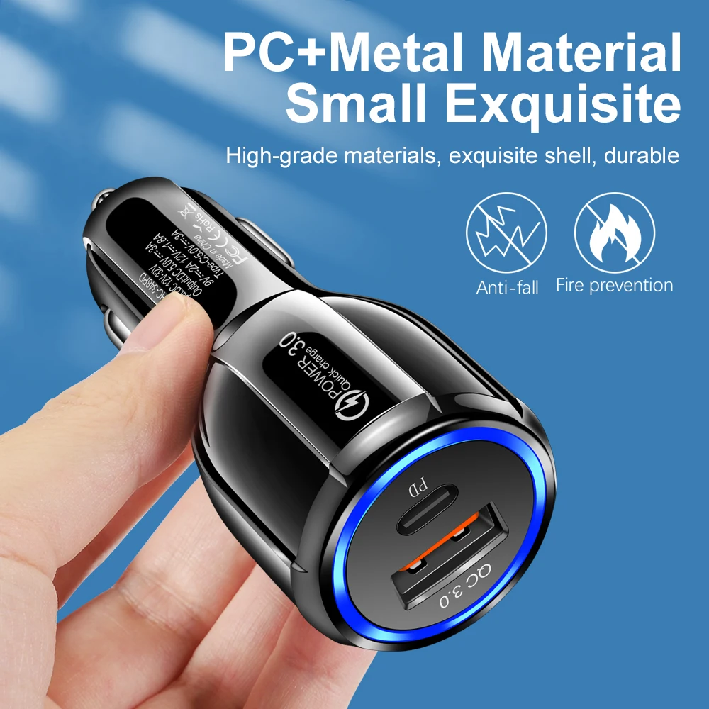 

100pcs Fast Quick Charging PD Dual Ports QC3.0 Car Charger Auto Power Adapters For Iphone 12 13 Pro max Samsung Charger