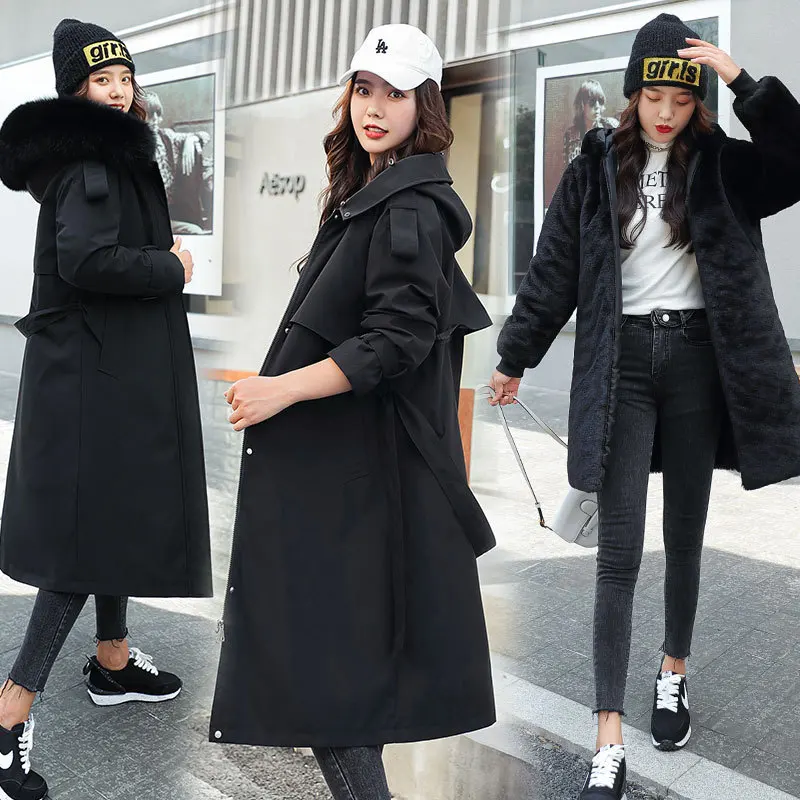 Winter Women's Hooded Coat Parkas X-Long Thick Faux Fur Padded Jacket Super Hot Coats Jacket Cheap Wholesale Women's Clothing