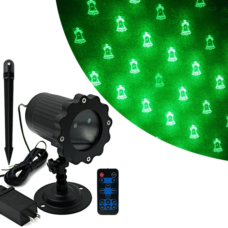 Remote control red and green Christmas laser pattern projection light with ground plug waterproof decorative atmosphere light