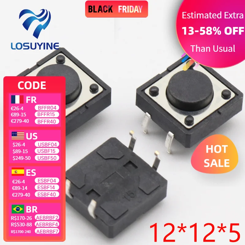 

Тактильные микропереключатели LOSUYINE 30 шт.