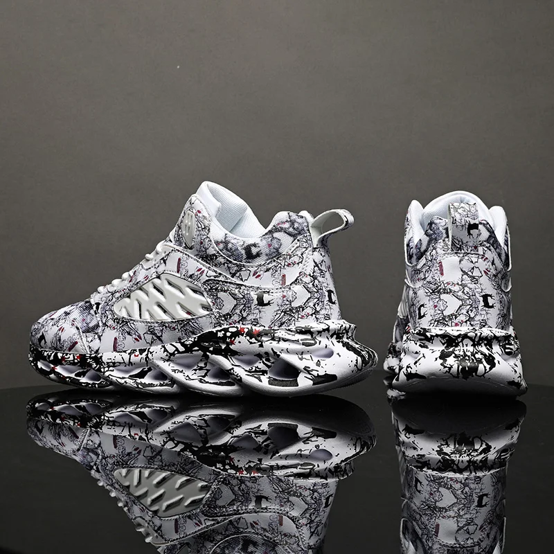 2023 Sports Men's Shoes Superstar Fashion Print High-top Men's Casual Shoes Men's Vulcanized Graffiti Board Running Shoes