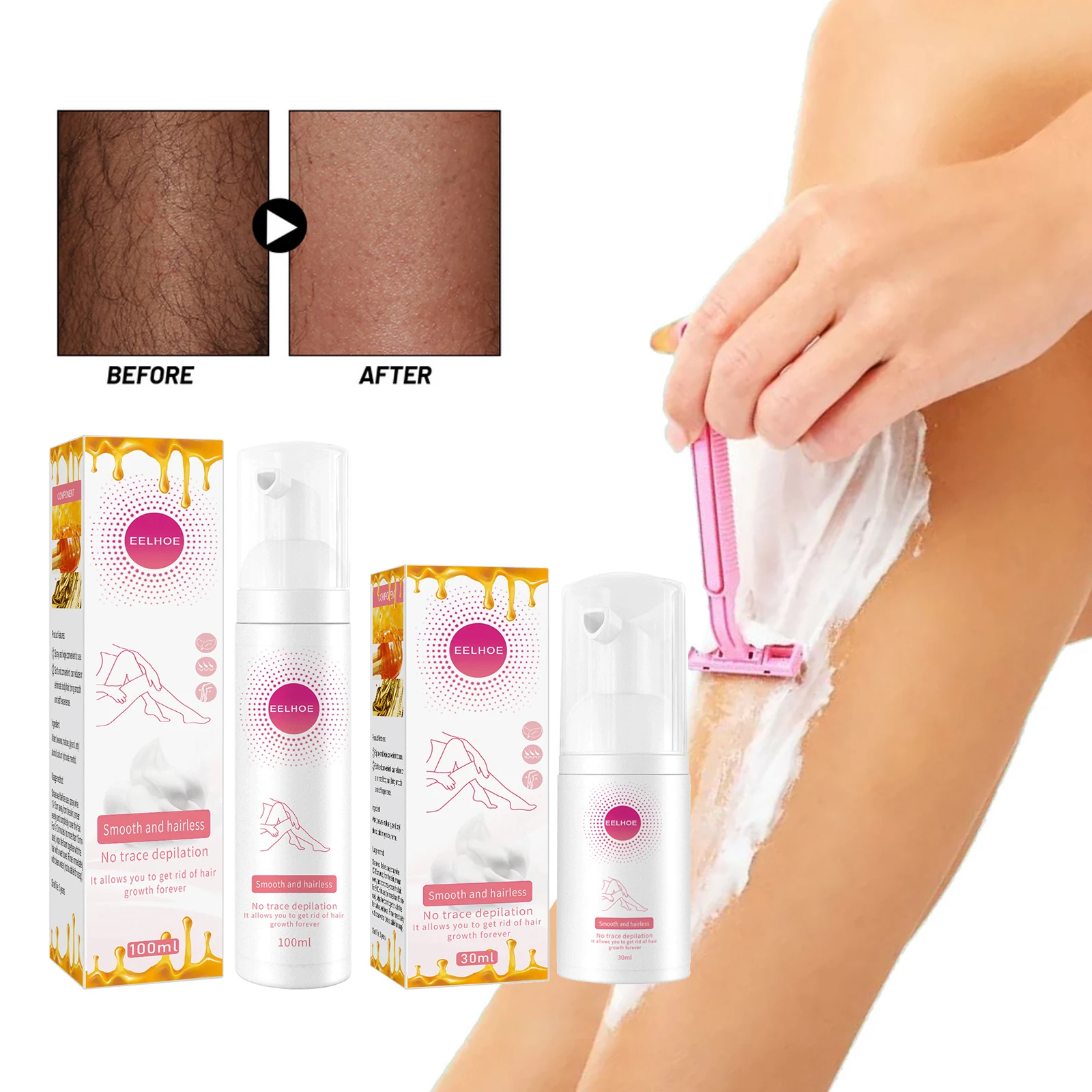

Hair Removal Mousse Rich Foaming Painless Armpit Bikini Legs Arms Hands Hair Remover Smooth Skin Depilatory Cream Foam Body Care