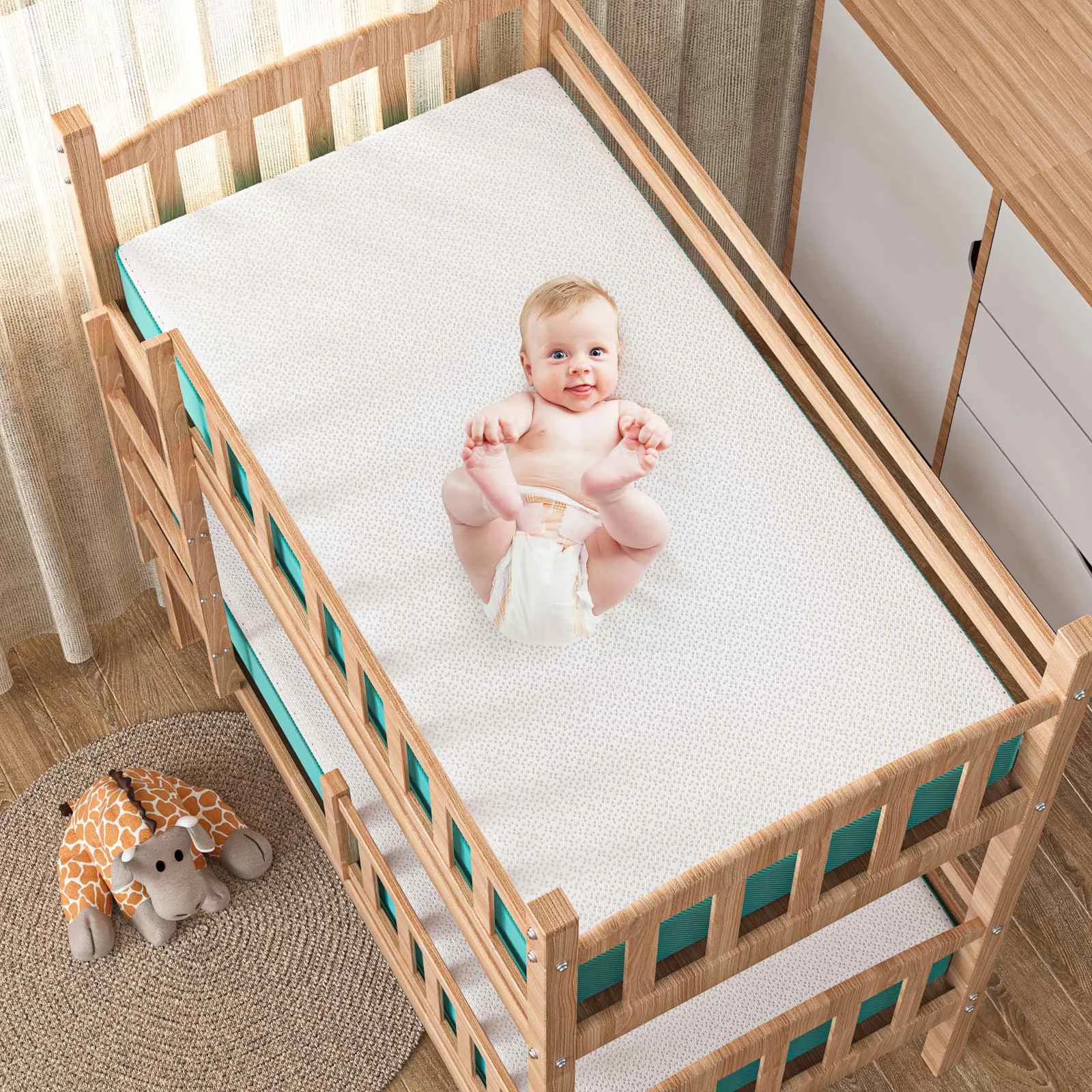 Infant Toddler Cot Mattress With Waterproof Lining & Removab