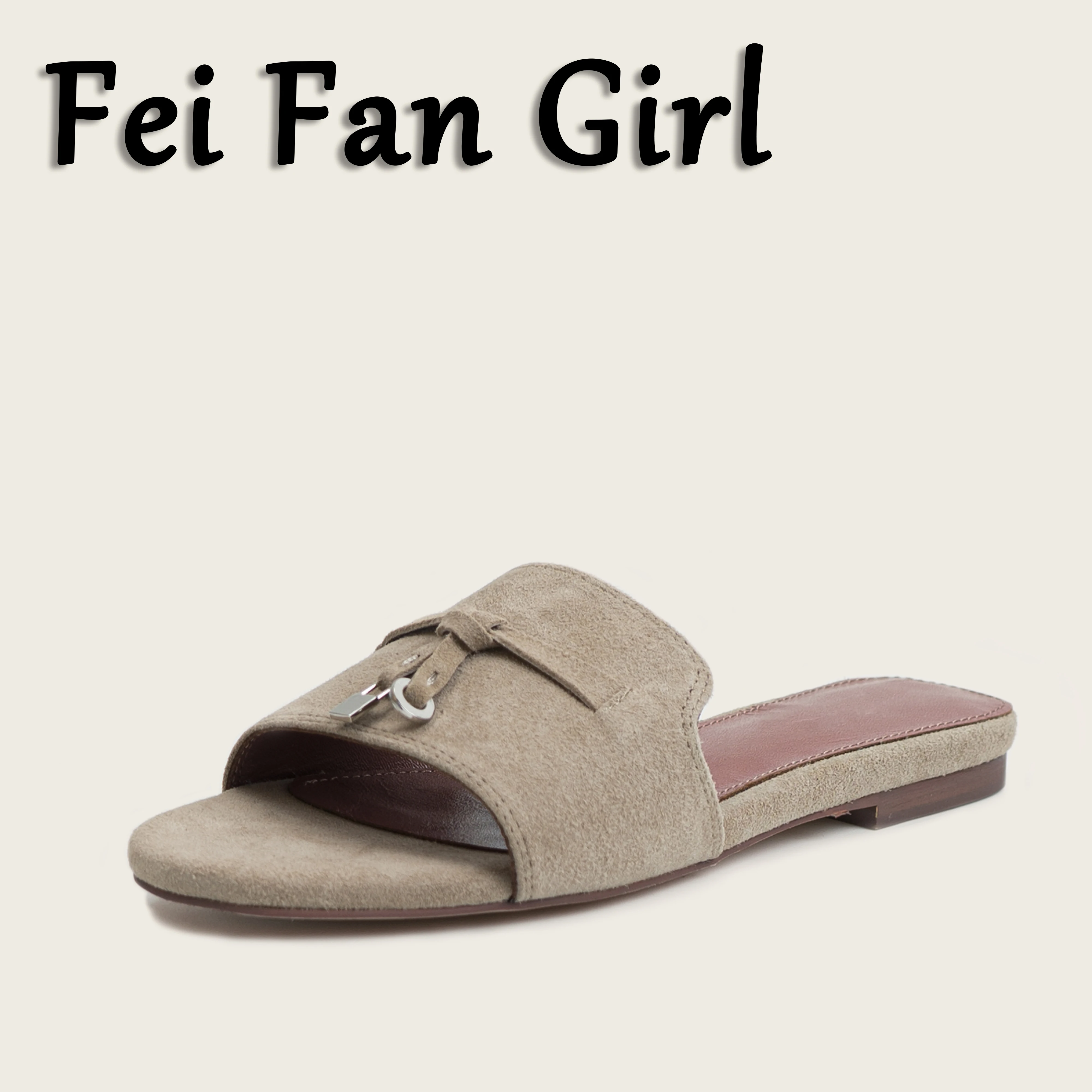 Genuine Leather  Loafers Women Slip-On Flats Shoes Comfortable Soft Sole for Women Tassel Metal Buckle Slipper