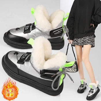 2023 NEW Winter Boots Fur Ladies Snow Boots Low-cut Warm Fur Shoes Man Women Winter Short Waterproof fashion Boots 1
