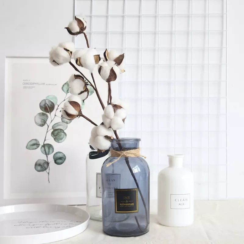 

1Pc Naturally Dried Cotton Flowers Artificial Plants Floral Branch For Diy Wedding Party Decoration Home Cotton Garland Decor