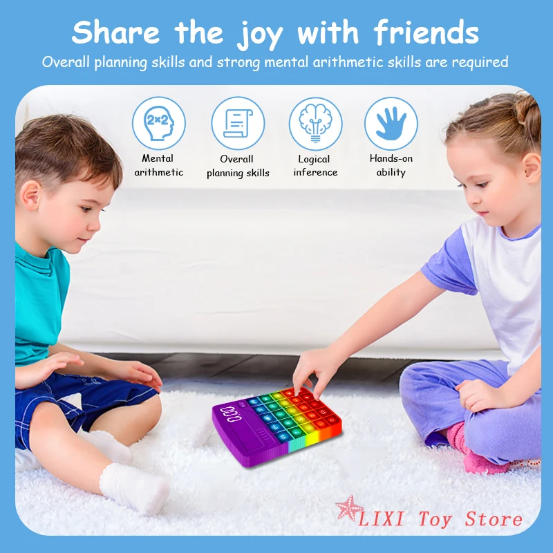 Игрушка-антистресс Pop сжимаемая силиконовая клавиатура с калькулятором 26 букв