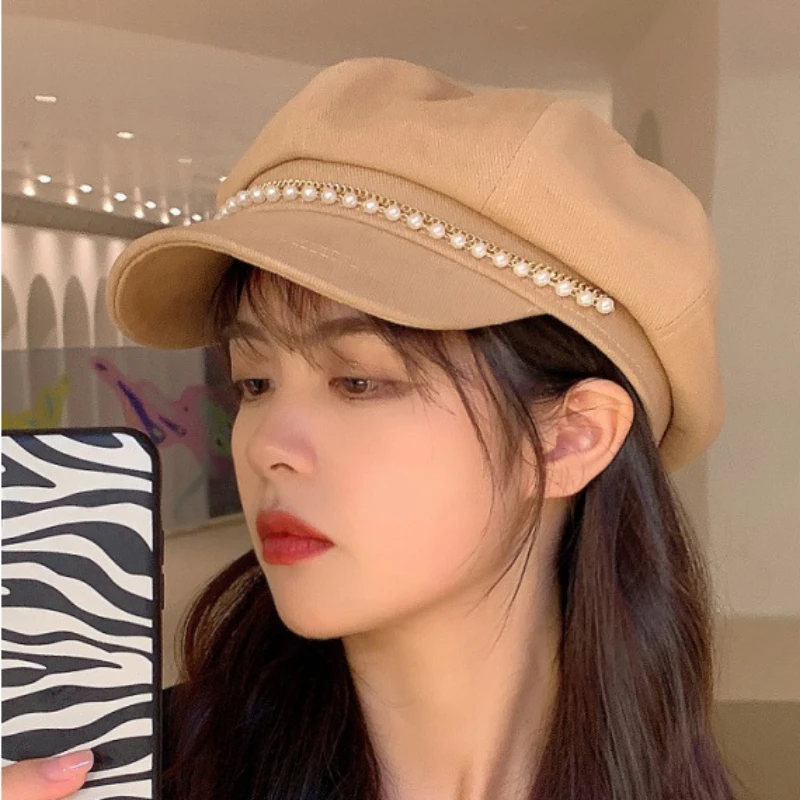 

Women Leopard Print Beret Hat Winter Warm Painter Cap Retro British Style Octagonal Navy Hat Outdoor Newsboy Cap