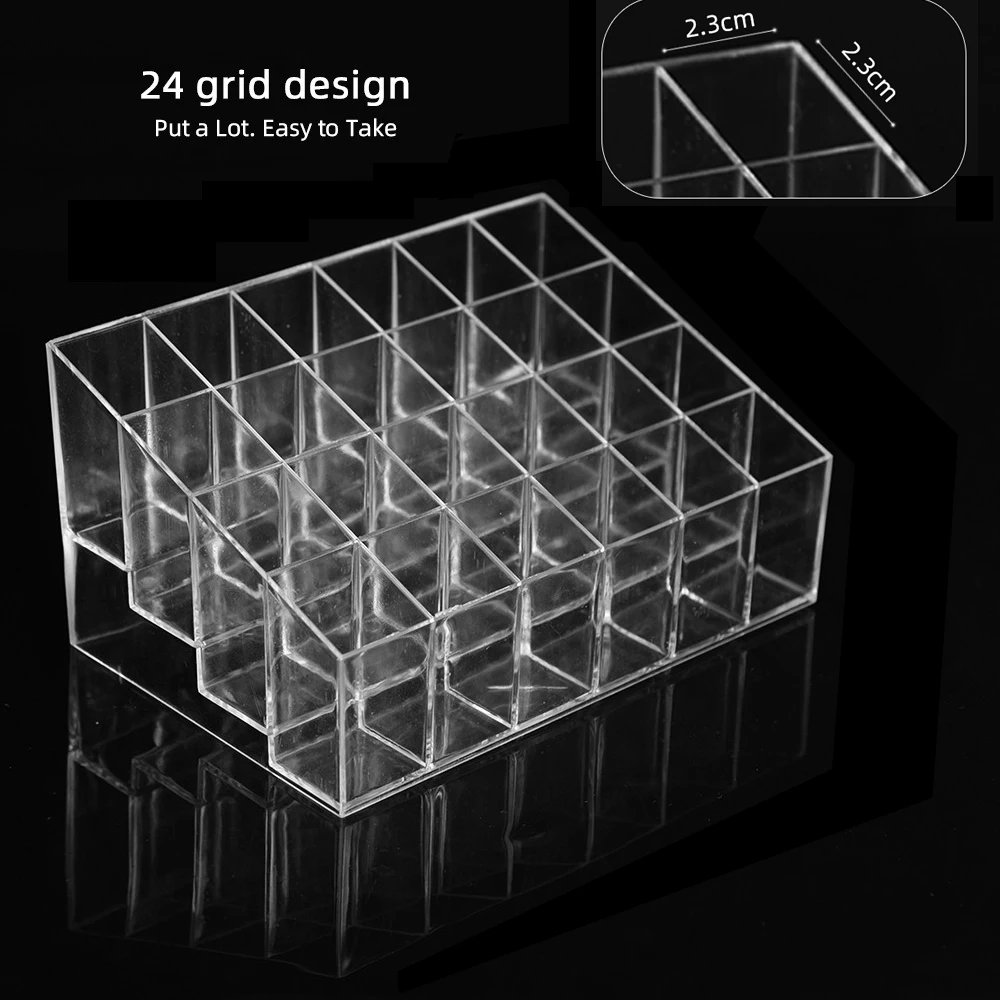

24 Grid Lipstick Box Acrylic Makeup Organizer Storage Box Lipstick Nail Polish Display Stand Holder tattoo ink Organizer Box