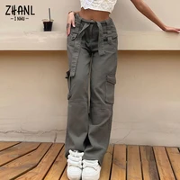 retro gray overalls jeans womens fashion new womens trousers sexy low waist loose casual trousers aesthetic 90s straight pants