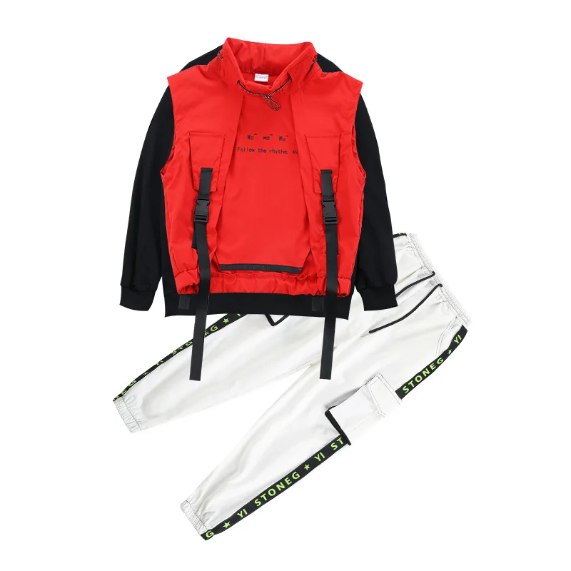 Детская одежда в стиле хип-хоп толстовка топ уличная тактические брюки-карго