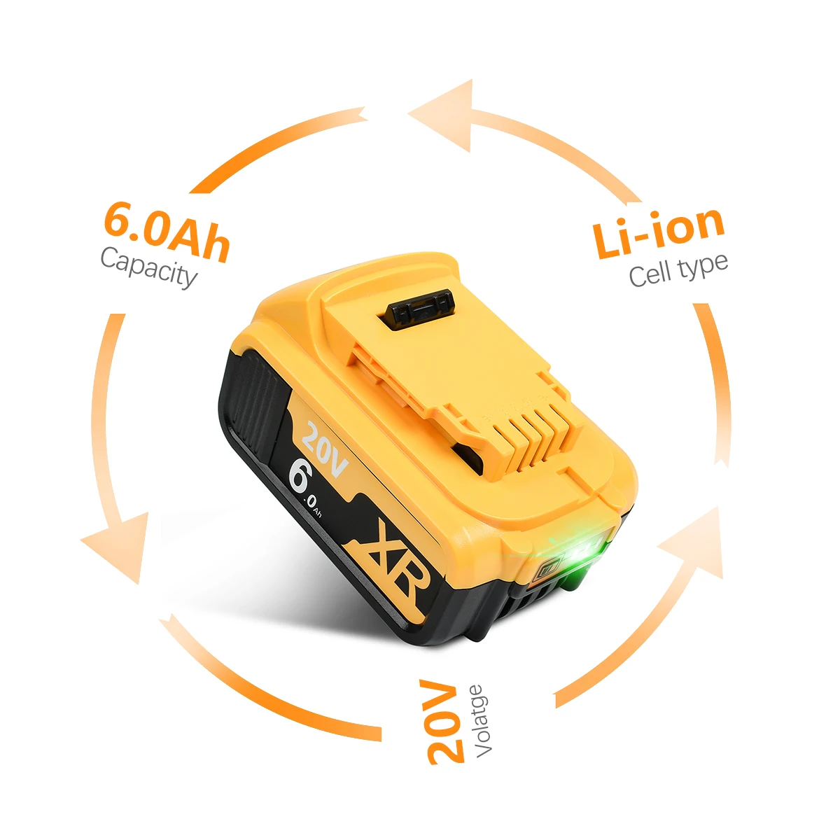 Литиевая батарея Powtree 18 в/20 в 6000 мАч для DeWalt DCB200 MAX замена батареи DCB181 DCB182 DCB204 DCB101