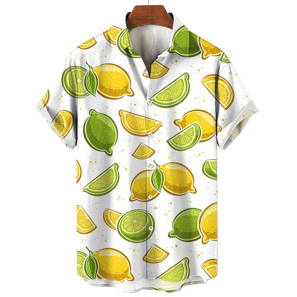 

Fashion Men's Shirt Fruit Pattern Design Short Sleeved Men's Shirt Beach Street Photo Men's T-Shirt Oversized Men's Clothing