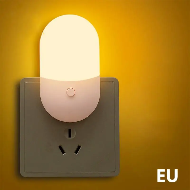 

Night Light Mini Night Two-color Lighting Cabinet Table Indoor Under Eye Plug Switch Lights Round Lamp Protection With