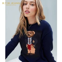 jeans womens 20 autumn womens rl style pullover knitted sweater cotton bear pattern sweater