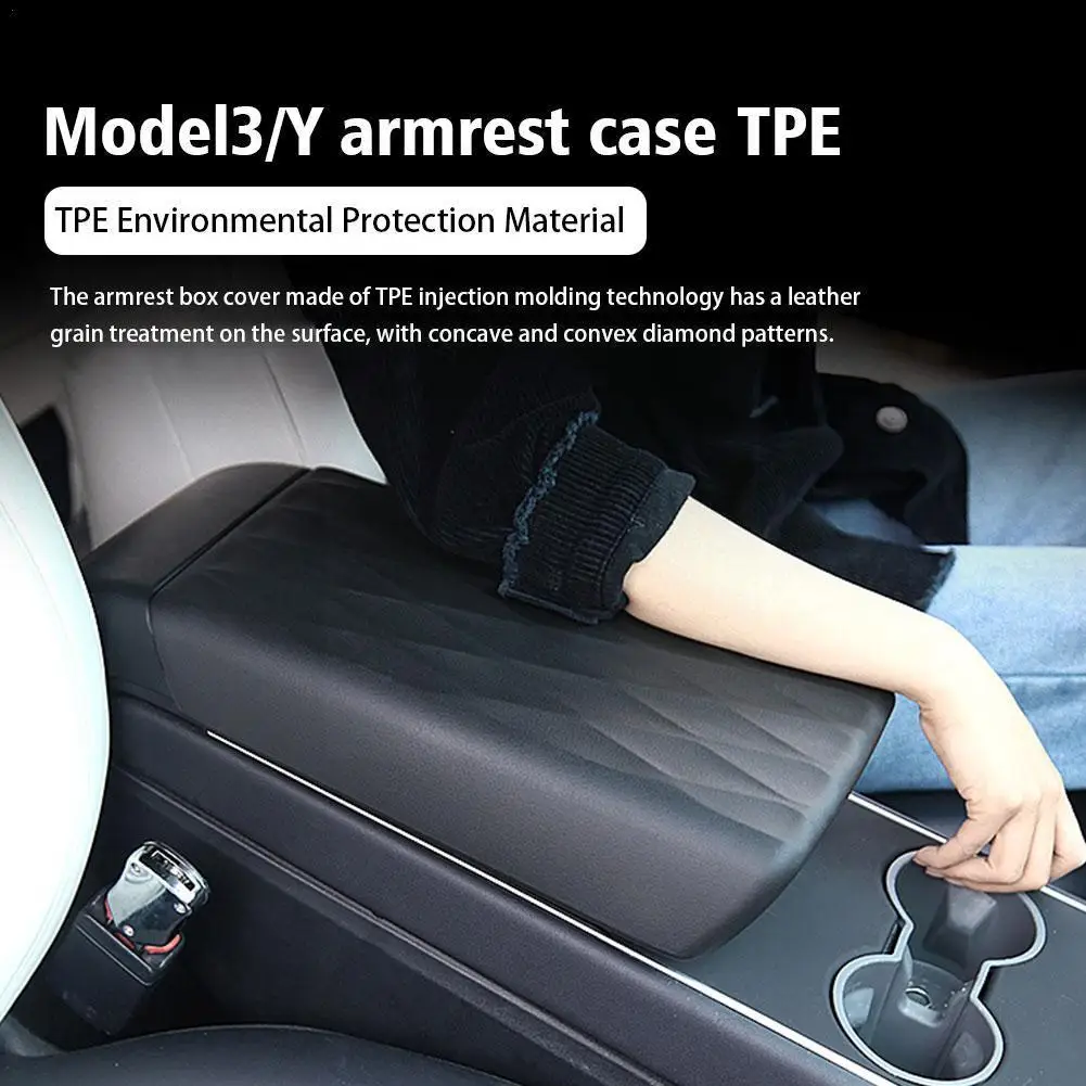 

For Tesla Model 3/Y Central Console Armrest Cover TPE Box Armrest Protector Scratchproof Decor Wear-Resistant Modification C7L0