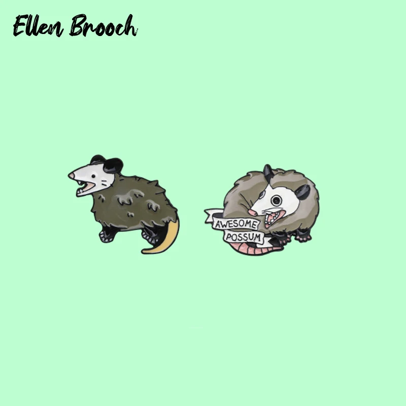 

Possum Enamel Pins Opossum Mouse Rat Brooch Laple Badges on Bag Animal Jewelry Gift for Friends Kids