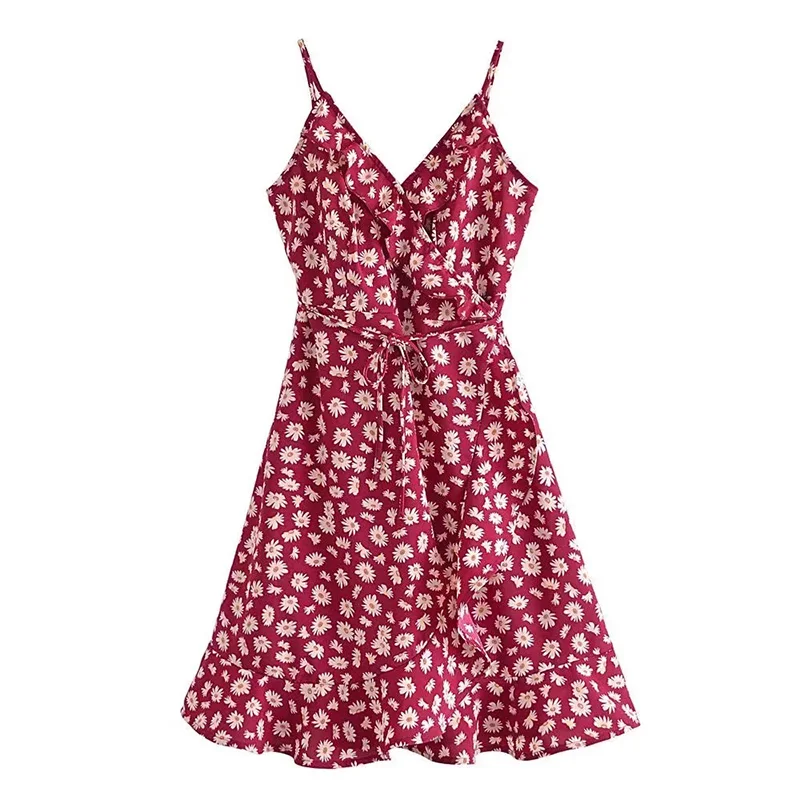 

Женское платье мини с красным цветочным принтом, летние платья для женщин 2022, шикарные повседневные модные классические Базовые платья с об...