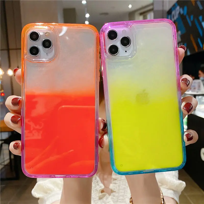 

Glitter Luminous Neon Sand Case For iphone 6 6s 7 8 Plus 11 Pro X XS MAX XR Liquid Quicksand Glow The Dark Soft phone Case Cover
