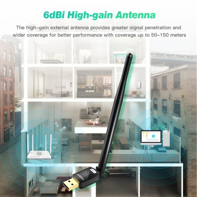 EDUP 150 Мбитс USB Wi-Fi адаптер с высоким коэффициентом усиления 6Dbi антенна 802.11n MT7601 Чипсет Беспроводная сетевая карта приемника на большие расстояния для ПК (art.: 3920cfaa1bf46) - 3920cfaa1bf46