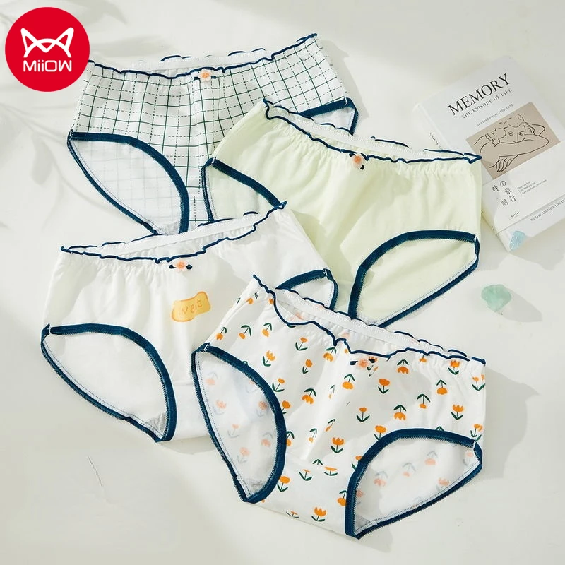 

MIIOW Women's Underwear Cotton Panty Sexy Panties Female Underpants Panty Intimates Women Lingerie Printed Fresh Cute Panties